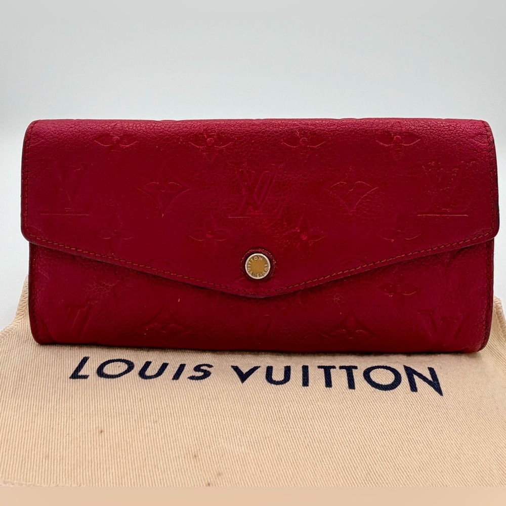 Louis Vuitton Empreinte Emilie Wallet Red Leather- Authentic
